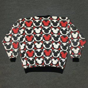 Vintage Donnkenny MICKEY & CO All Over Print Red Black SWEATSHIRT Disney Size L